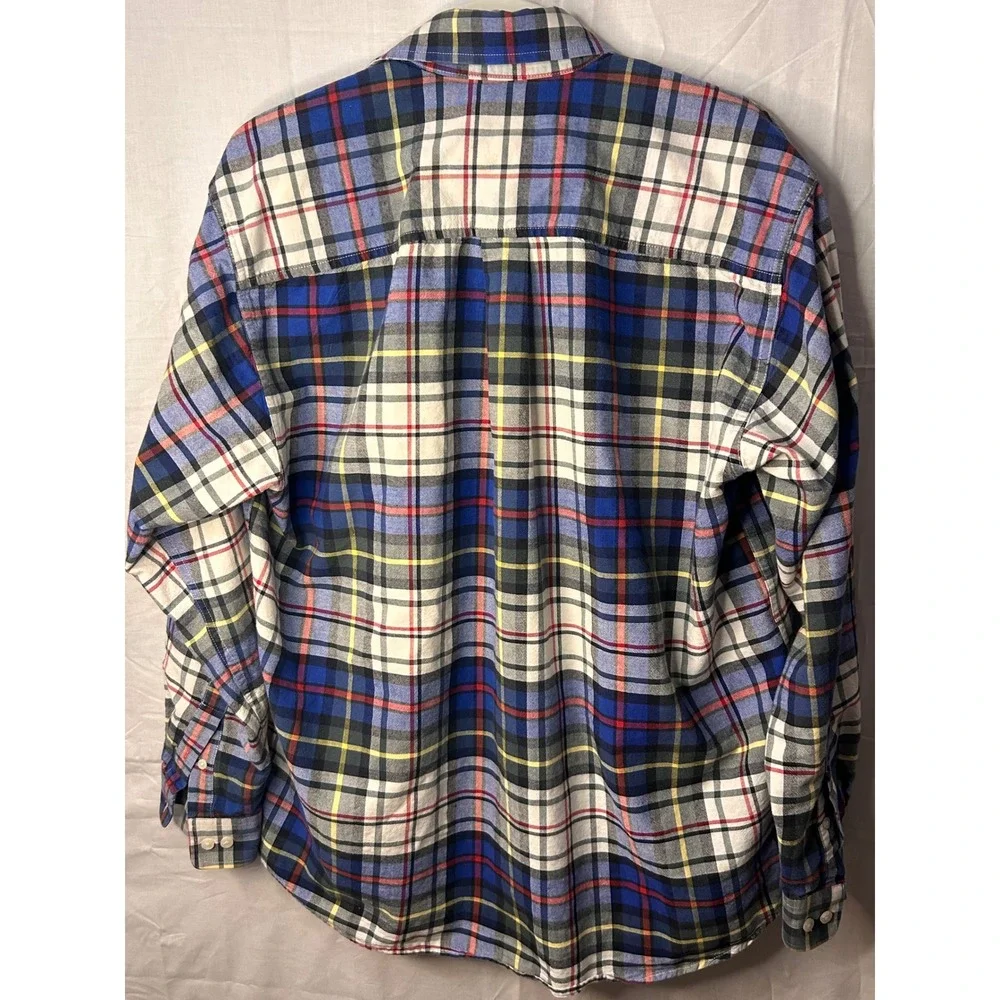 Cinch Mens Plaid Button Down Shirt Long Sleeve Cotton Western Blue Red Medium